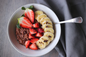 Chocolate oatmeal, healthy, breakfast, banana, oats