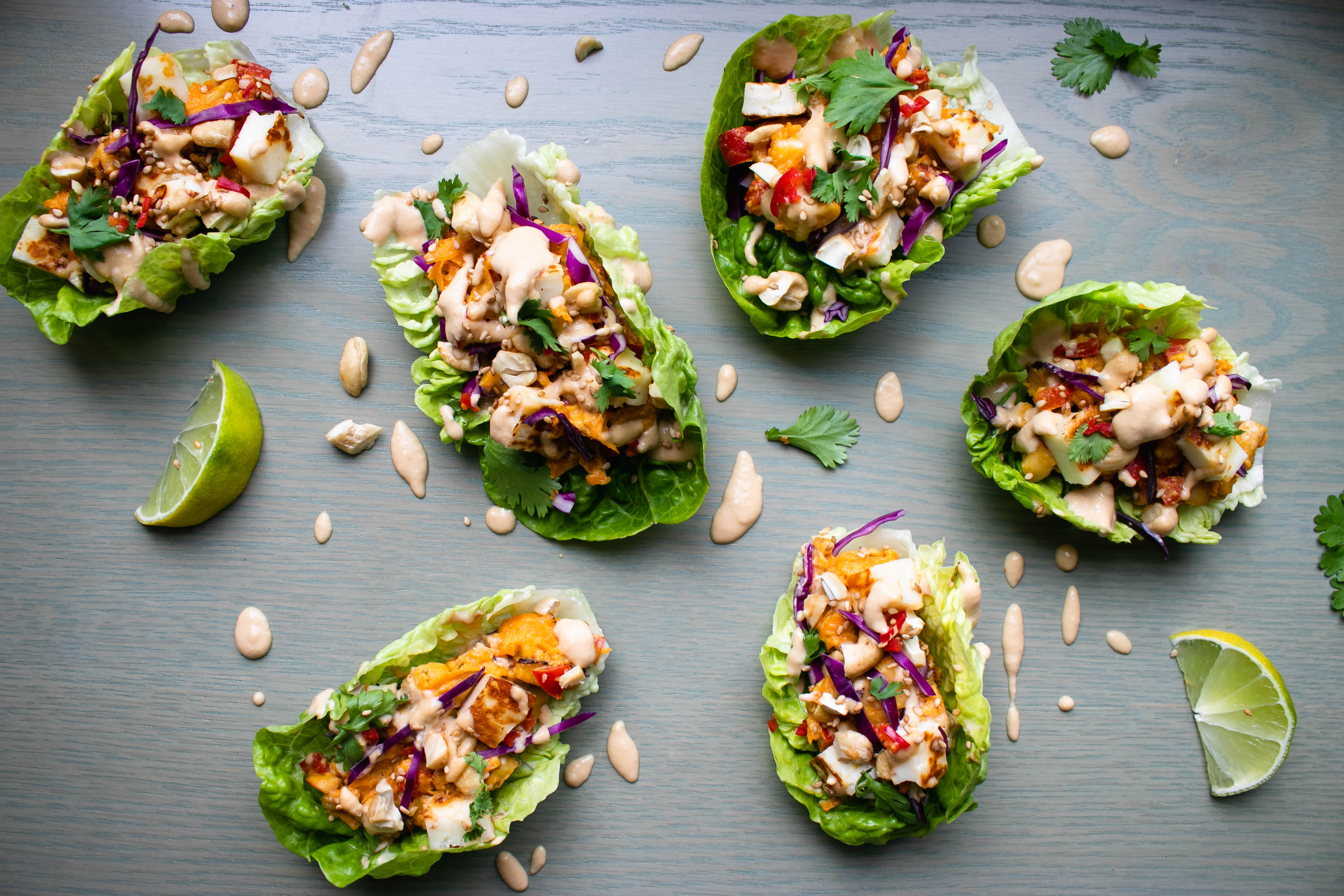 Veggie Lettuce Wraps with Creamy Cashew Sauce