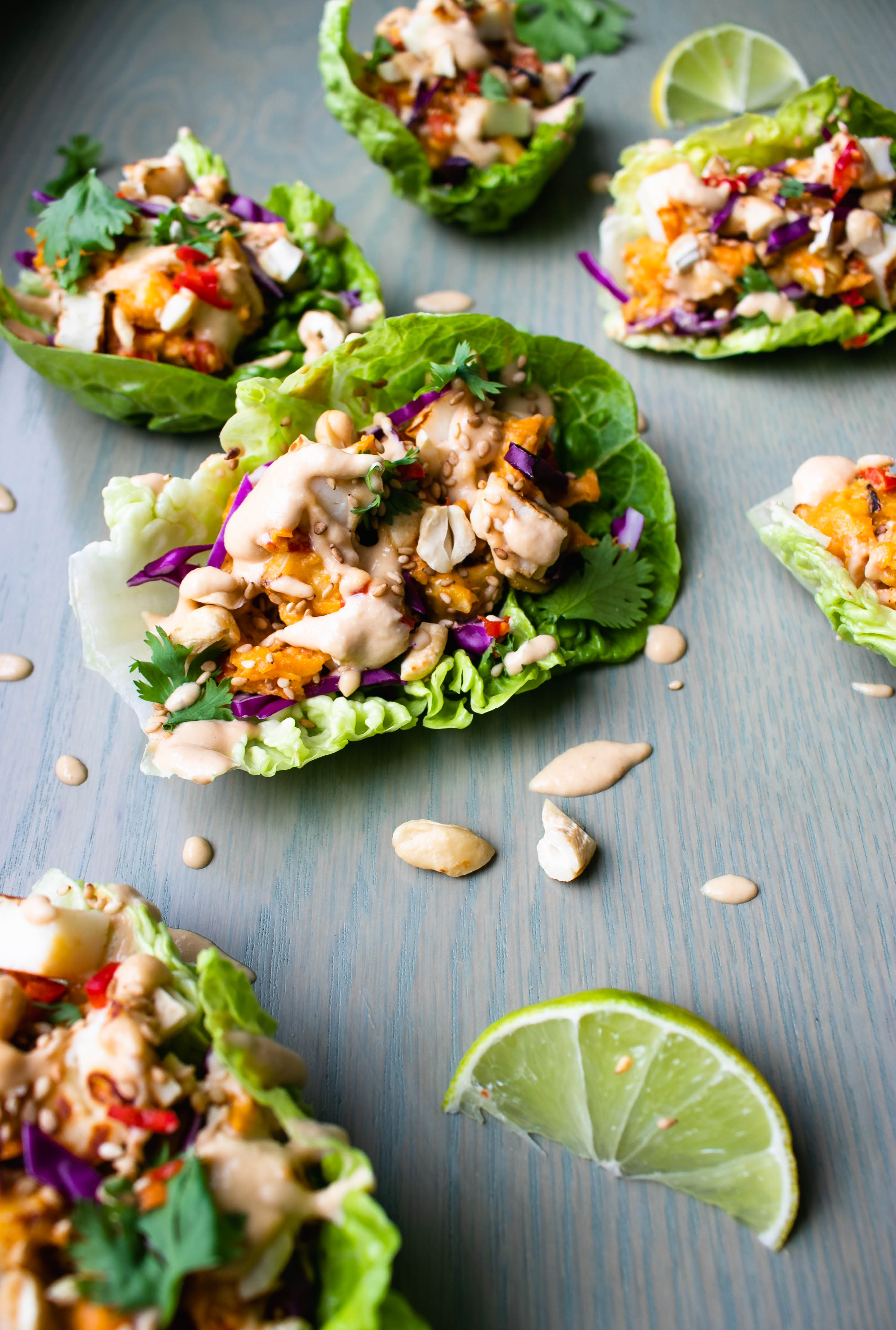 Veggie Lettuce Wraps with Creamy Cashew Sauce