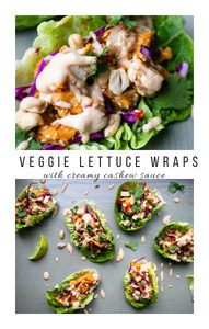 Veggie lettuce wraps with creamy cashew sauce