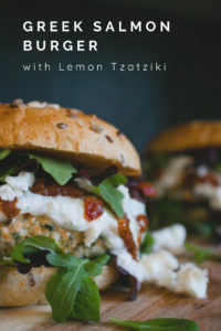 Greek Salmon Burger with Lemon Tzatziki