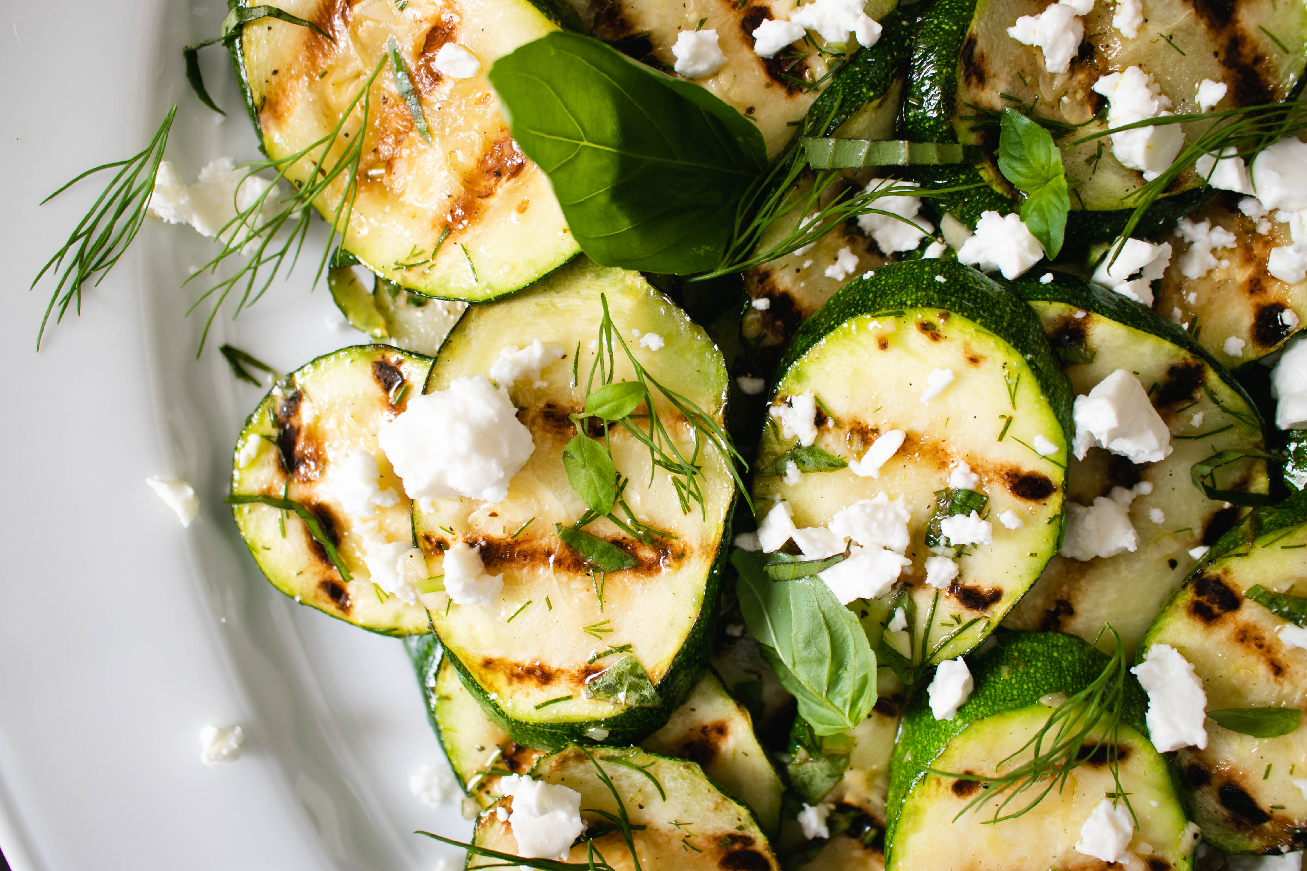 Grilled Zucchini with Lemon and Feta Cheese