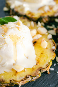 Grilled Pineapple with Macadamia nuts and Coconut ice cream