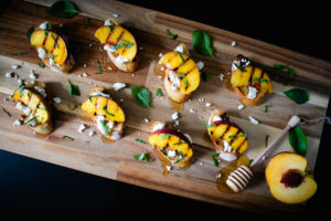Grilled Peach and Goat Cheese Crostini