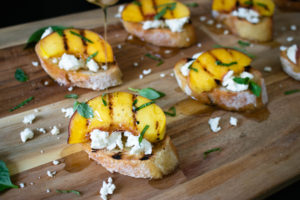 Grilled Peach and Goat Cheese Crostini