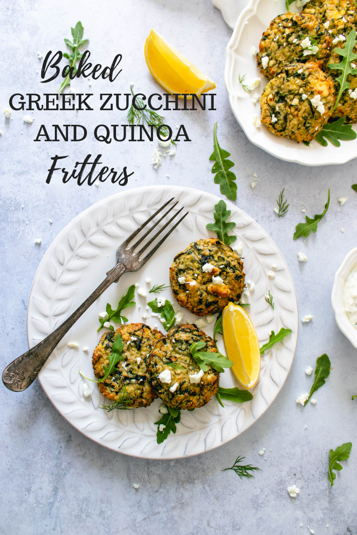 BAKED GREEK ZUCCHINI AND QUINOA FRITTERS