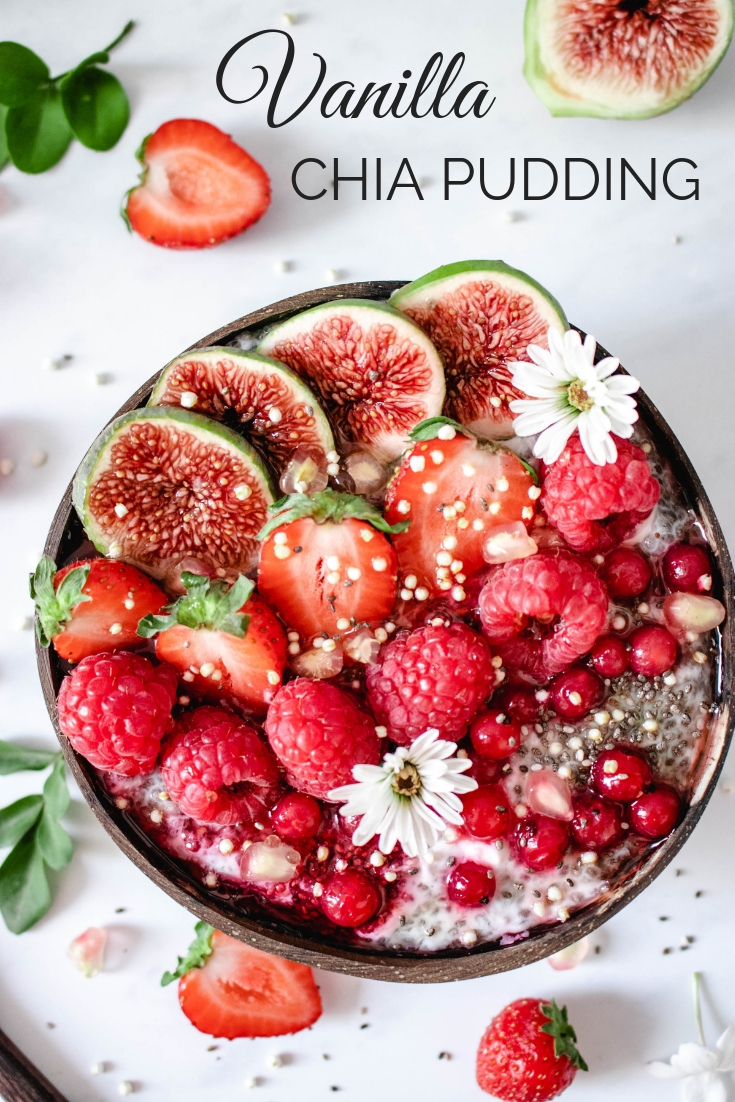 bowl with Chia Pudding topped with fresh berries