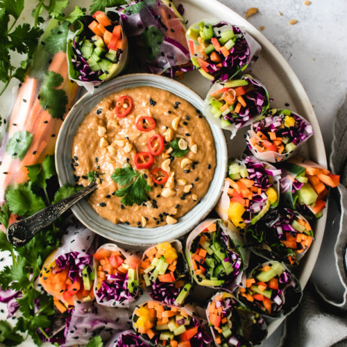 Vegan Summer Rolls with Peanut Butter Sauce The Delicious plate