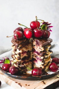 Vegan Cherry and Chocolate Chip Pancakes