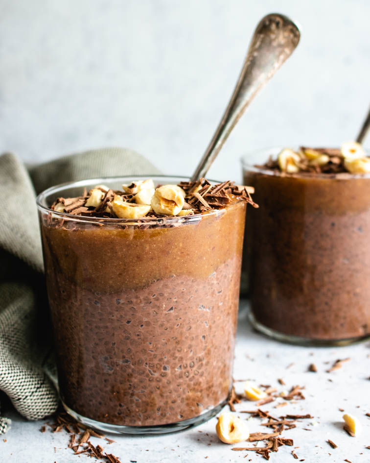Chocolate and Salted Date Caramel Chia Pudding 
