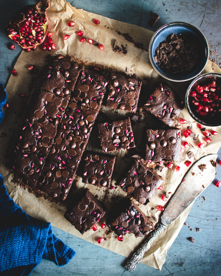 Pomegranate chocolate chip Vegan Brownies