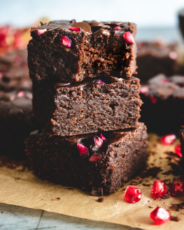 Pomegranate chocolate chip Vegan Brownies