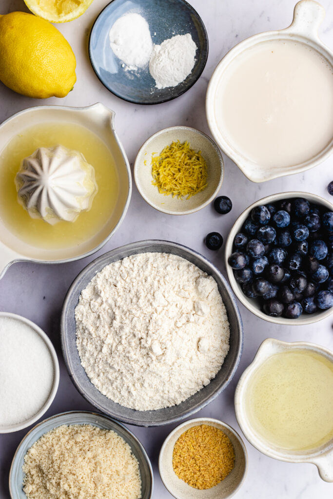 The ingredients in small bowls.