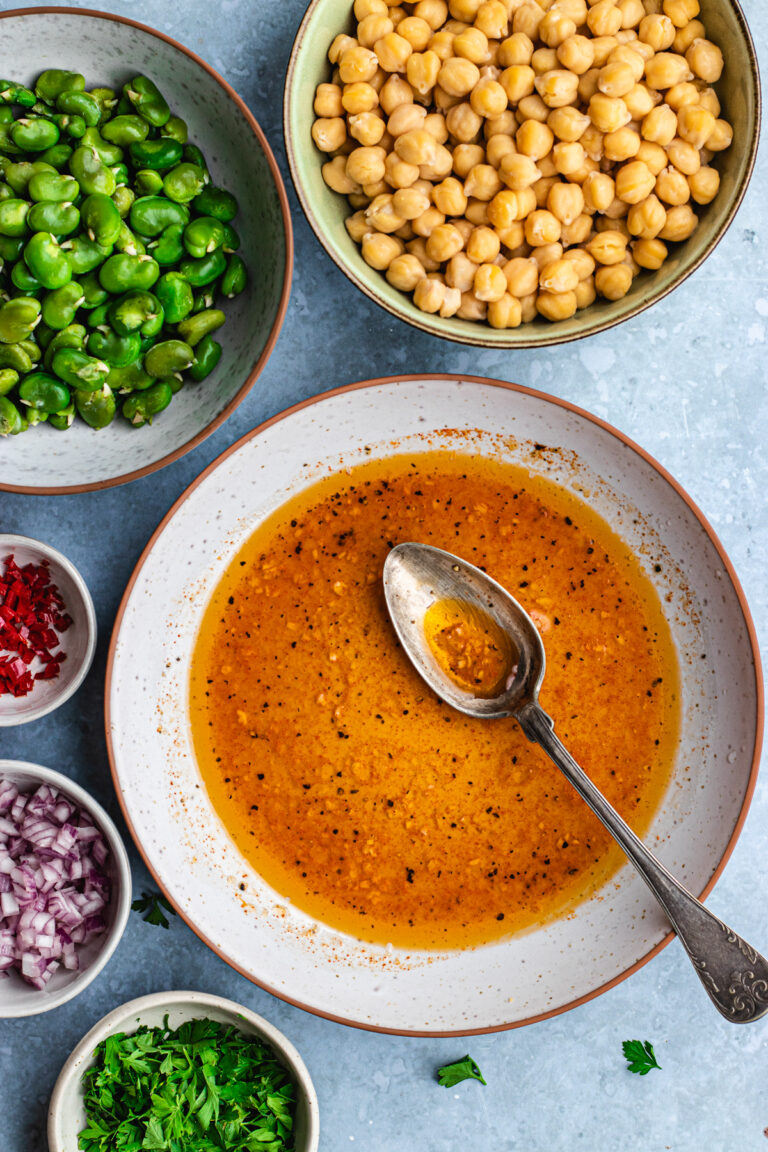 Fava bean chickpea salad The Delicious plate