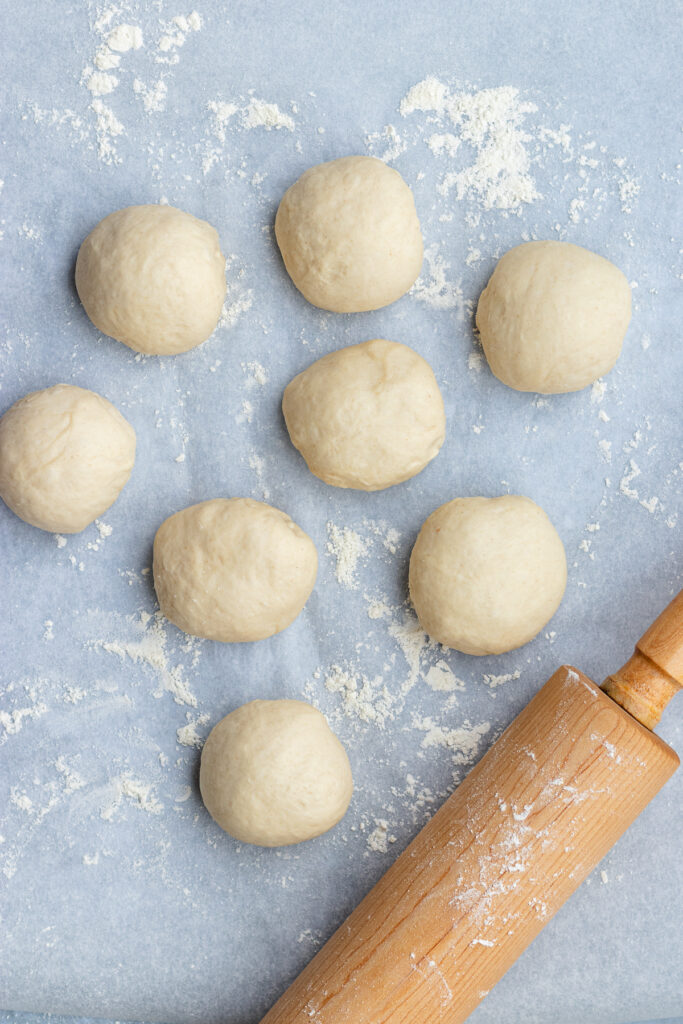 The dough divided into pieces.