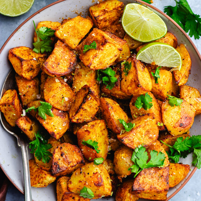 Roasted Greek Potatoes with Lemon Tzatziki - The Delicious plate