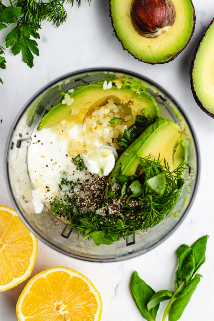 All the ingredients in the blender. 