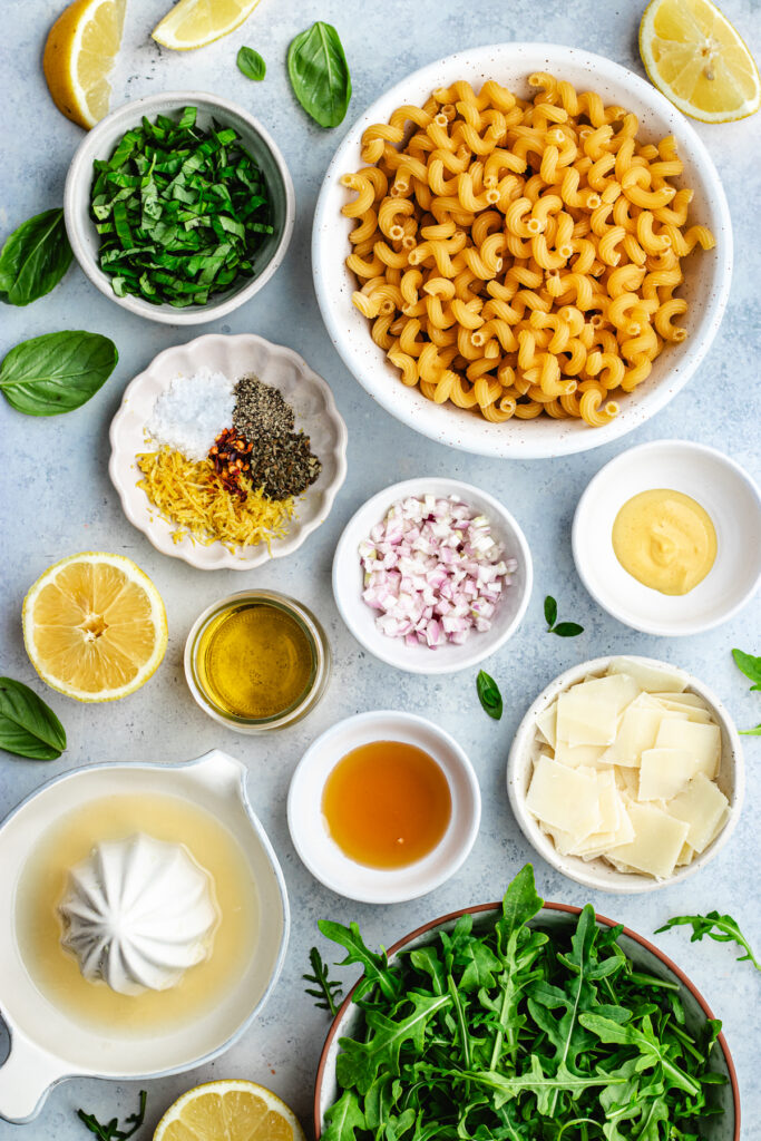 The ingredients in small bowls.