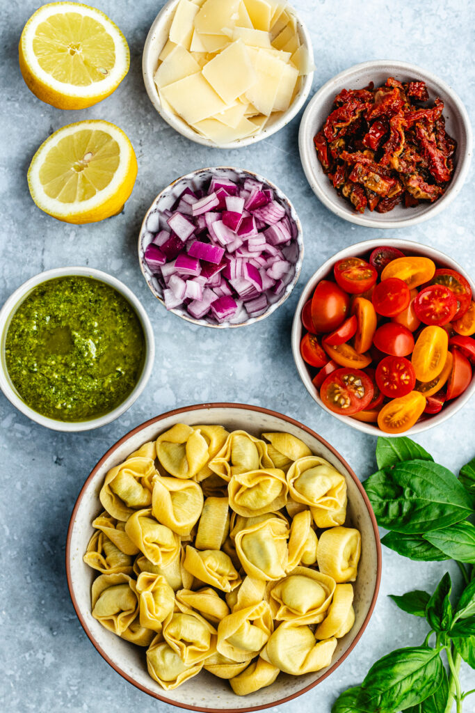 The ingredients in small bowls.