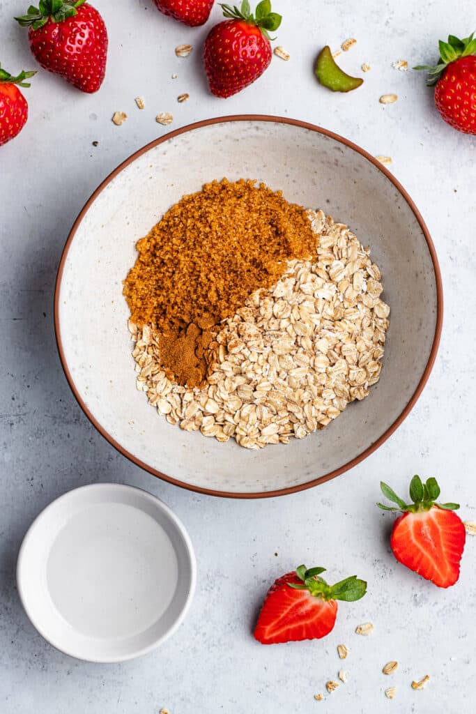 The ingredients for the topping in a bowl. 