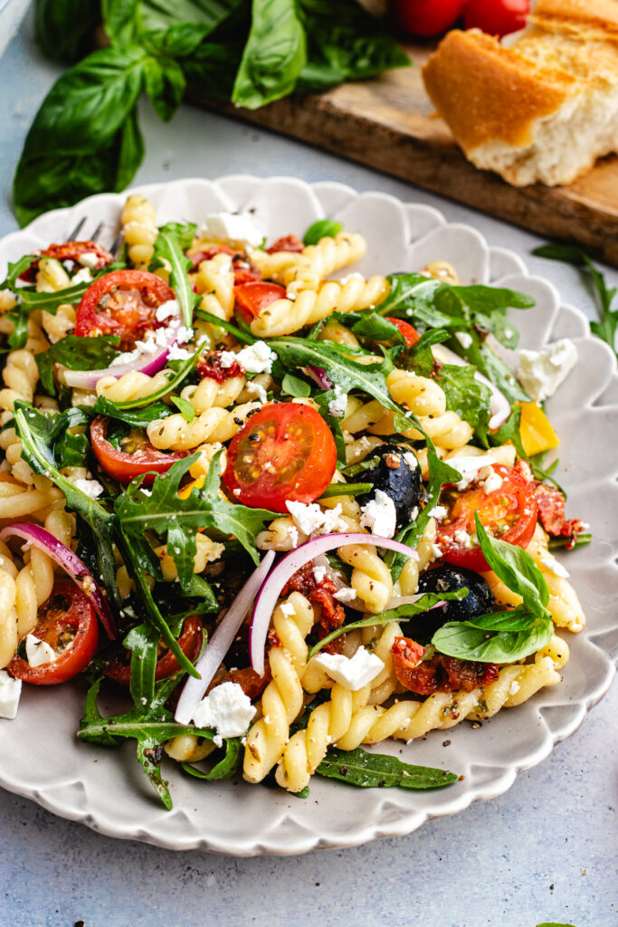 The salad on a small plate.