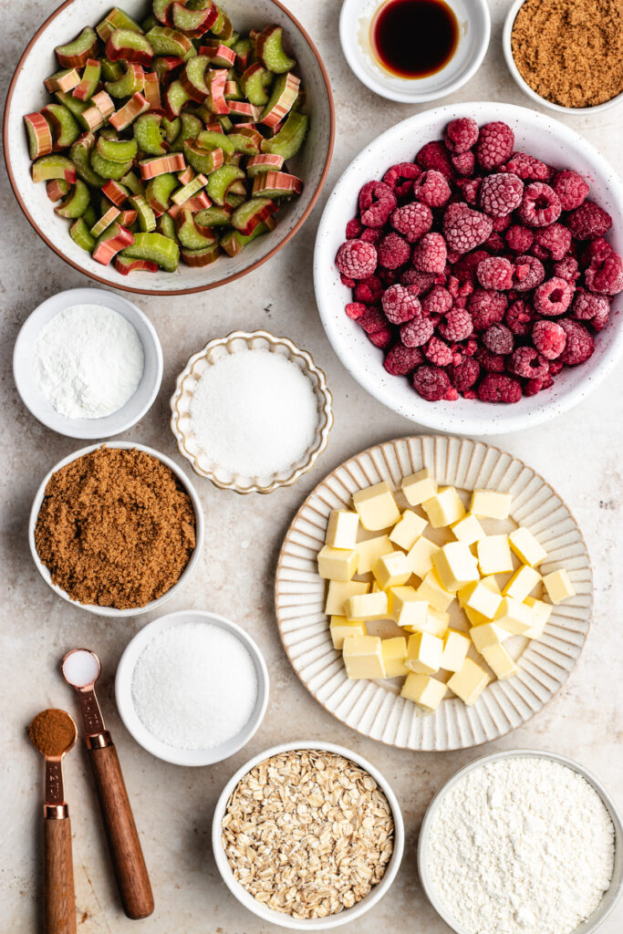 The ingredients in small bowls.