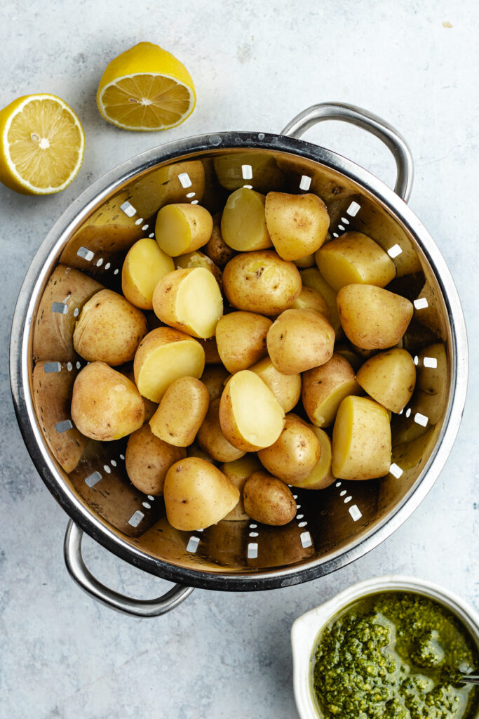 The boiled potatoes. 