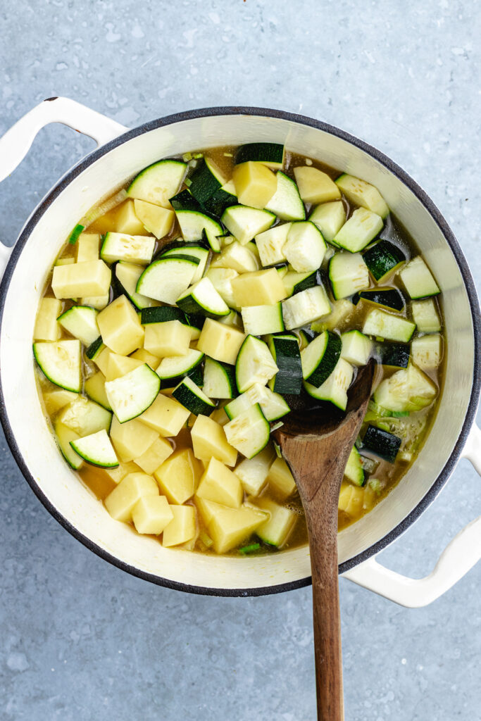 All the ingredients in the pot.