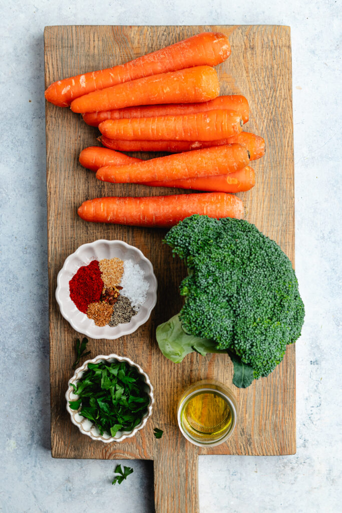 The ingredients on a cutting board.