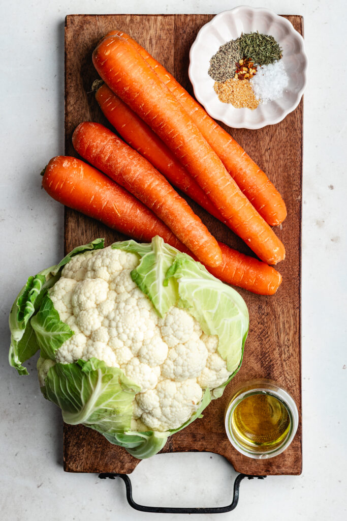 The ingredients on a cutting board.