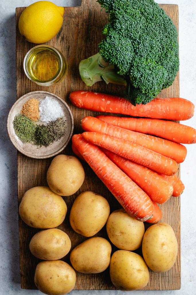 The ingredients on a cutting board.