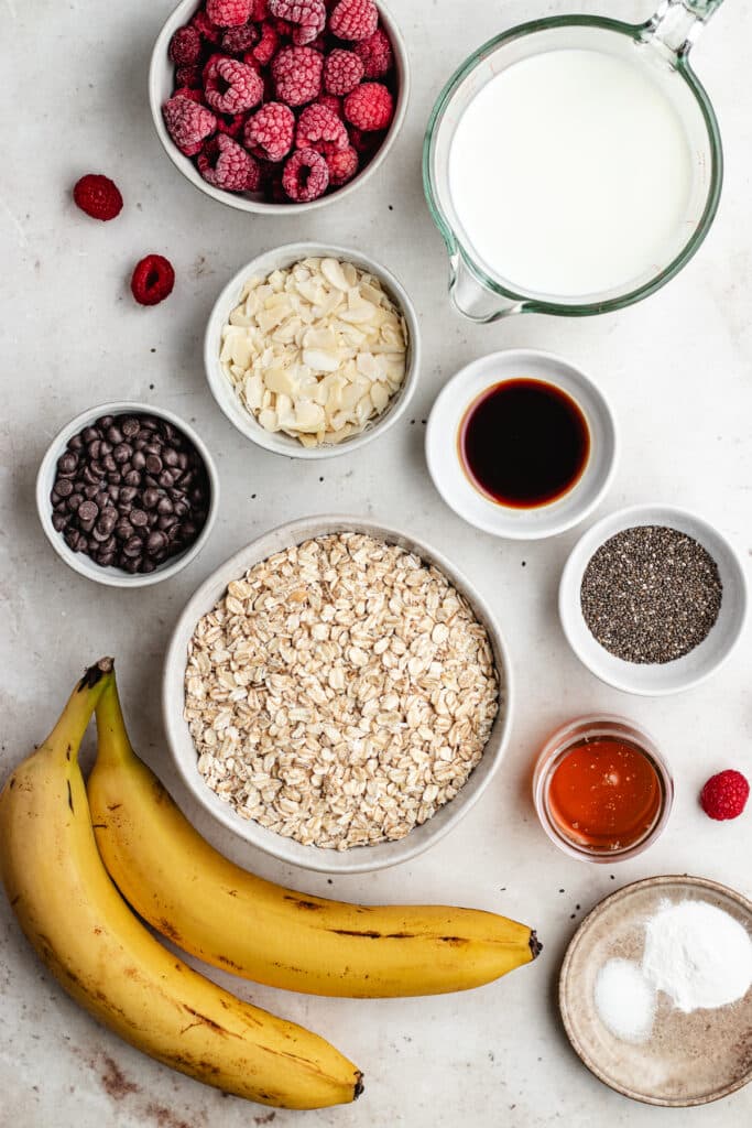 The ingredients in small bowls.