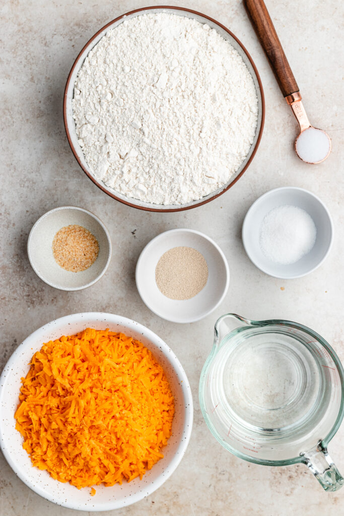 The ingredients in small bowls.