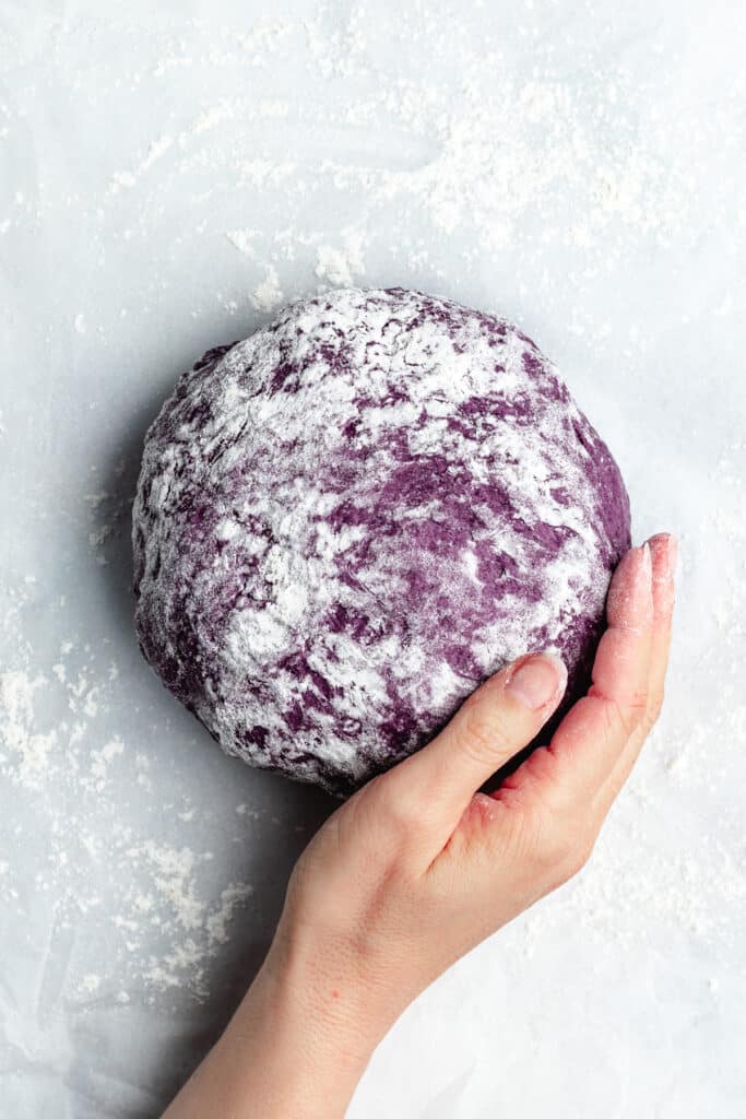 Shaping the dough into a ball.