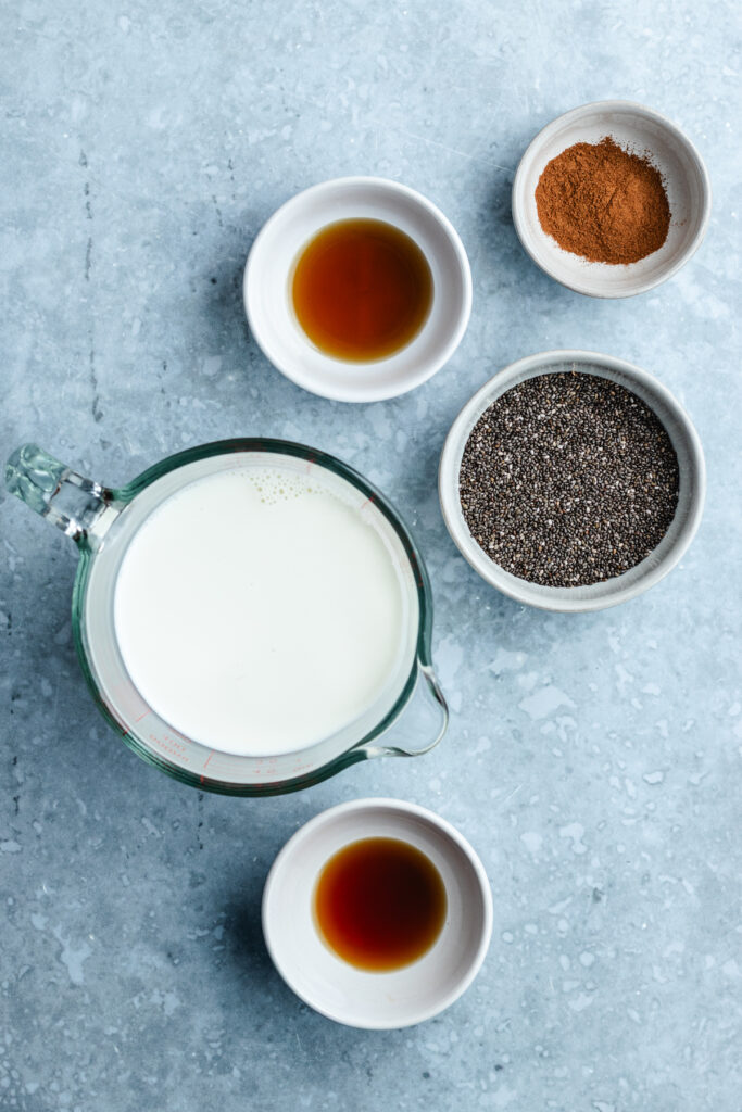The ingredients in small bowls.