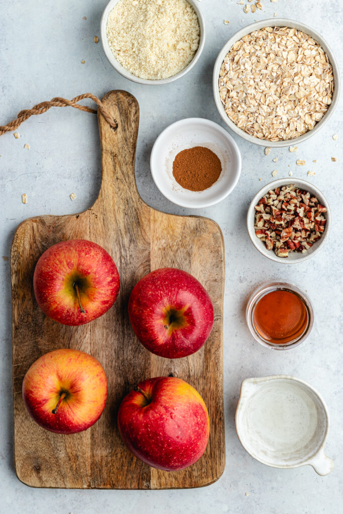 The ingredients on a cutting board and in small bowls.