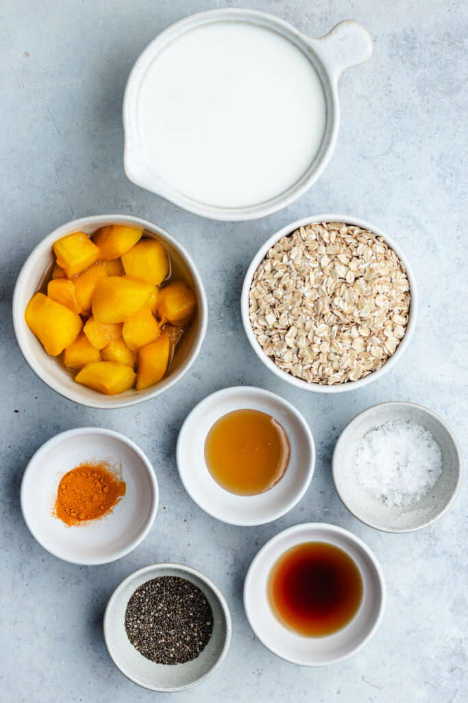 The ingredients in small bowls.