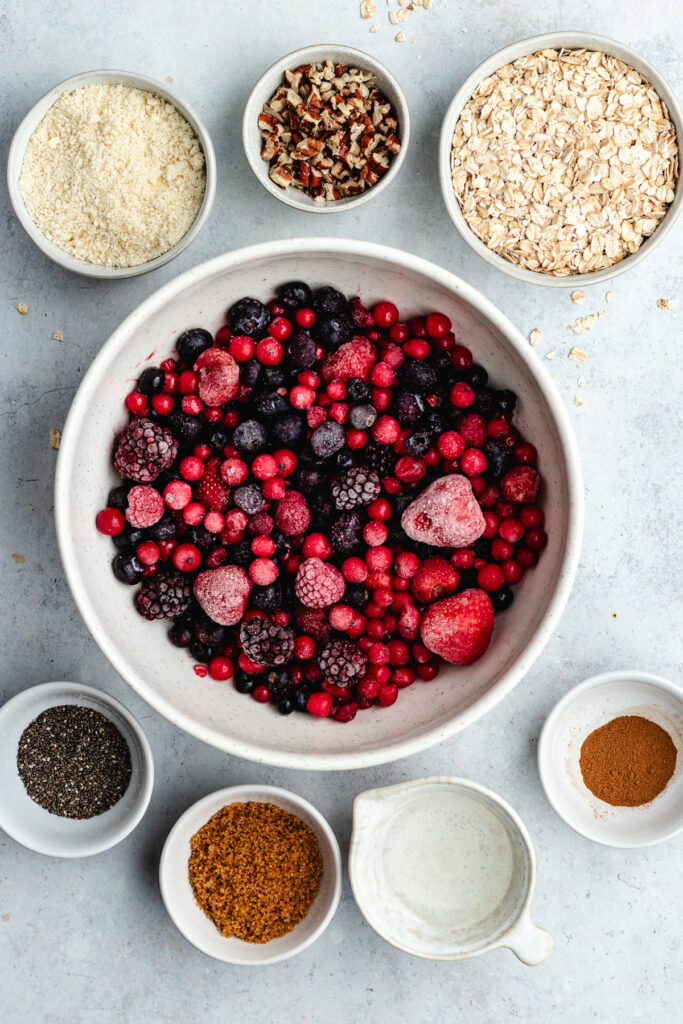The ingredients in bowls.