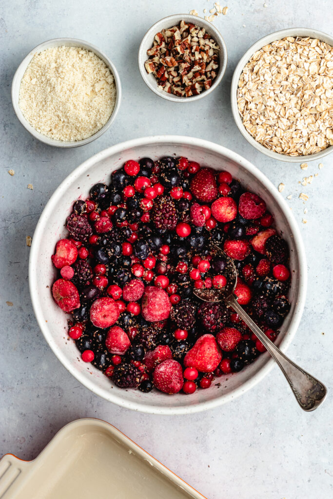The berries in a mixing bowl.