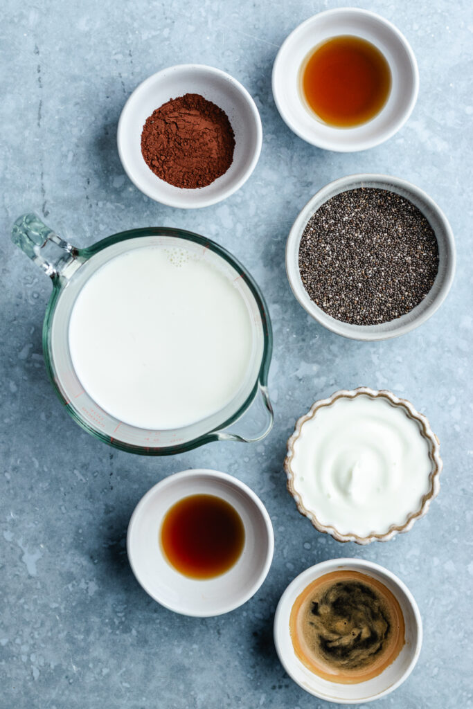 The ingredients in small bowls.