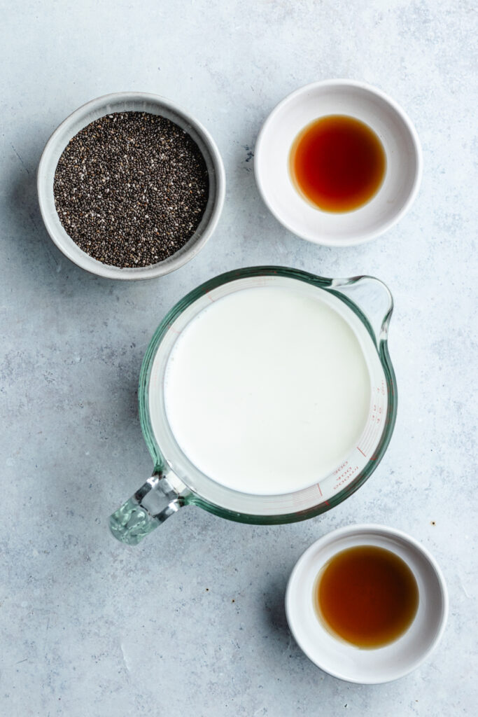 The ingredients in small bowls.